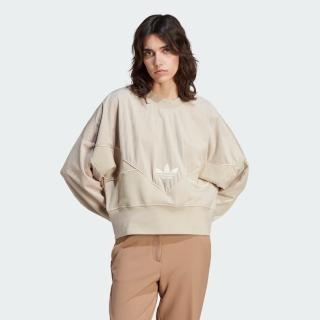 【adidas 愛迪達】上衣 女款 長袖上衣 運動 三葉草 BF SWEATSHIRT 奶茶 IM4316