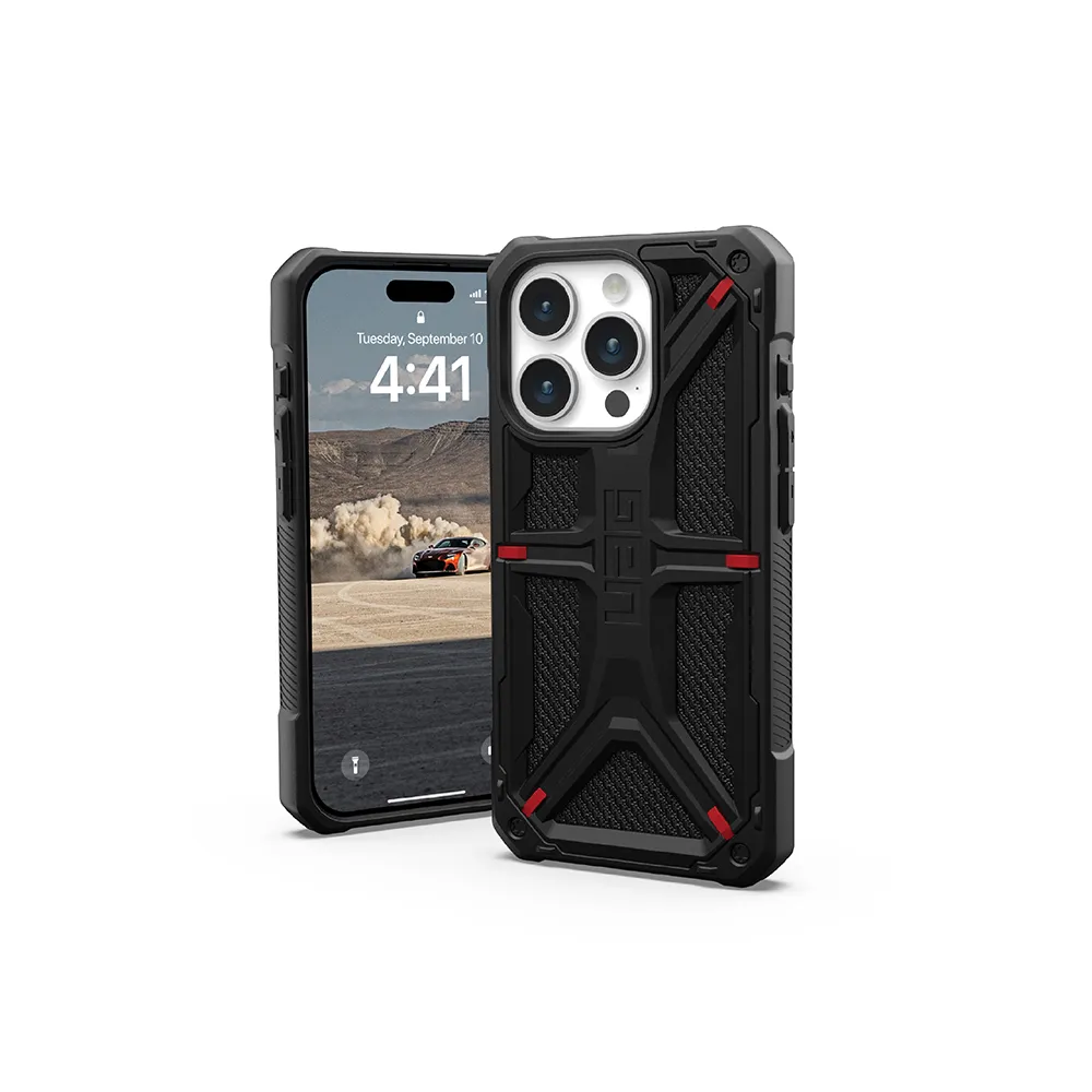 【UAG】iPhone 15 Pro 頂級特仕版耐衝擊保護殼（按鍵式）-軍用黑(支援無線充電)