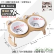 貓耳勺木架陶瓷碗(雙碗/陶瓷碗/竹木架/貓耳造型小勺叉/手繪卡通貓)