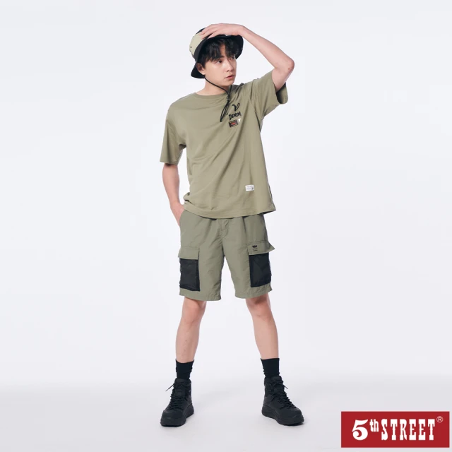 【5th STREET】男裝輕量運動短褲-墨綠