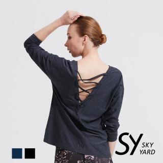 【SKY YARD】背後交叉帶長袖上衣(灰色)