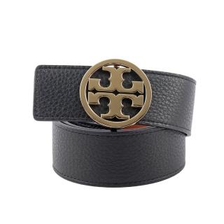 【TORY BURCH】Miller 素面皮革寬3.8cm雙面可用皮帶(黑色/焦糖色)