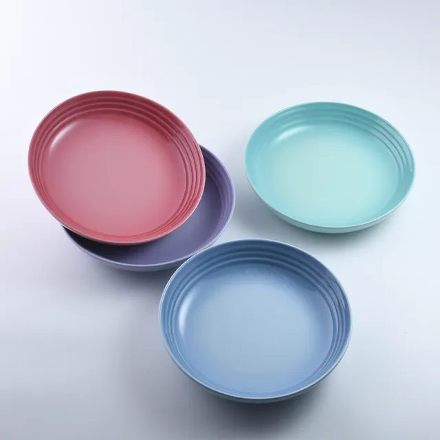 【Le Creuset】布列塔尼圓舞曲系列 義麵盤組 22cm 4入 薔薇粉/薄荷綠/海岸藍/粉彩紫