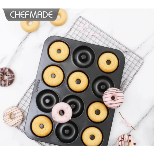 【Chefmade學廚原廠正品】黑色12連甜甜圈蛋糕模(WK9875圓形中空蛋糕模)
