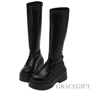 【Grace Gift】逆天長腿襪套厚底長靴