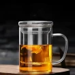 【Yihthai】耐熱玻璃把手馬克杯-450ml 附杯蓋+濾杯 1入(玻璃杯 水杯 飲料杯 茶杯)