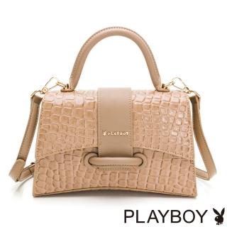 【PLAYBOY】斜揹包 鱷魚紋系列(卡其色)