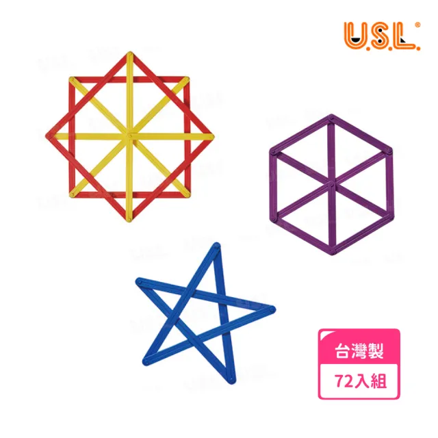 【USL遊思樂】幾何扣條 72件組(台灣製造/早教啟蒙/圖形觀念教具/幾何學/幾何拼裝)