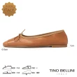 【TINO BELLINI 貝里尼】義大利進口素面方頭拼接芭蕾舞鞋FSBV016(焦糖)