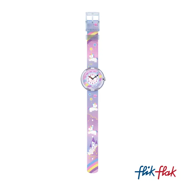 【Flik Flak】兒童手錶 獨角獸漫遊宇宙 CUDDLY UNICORN 兒童錶 編織錶帶 瑞士錶 錶(31.85mm)
