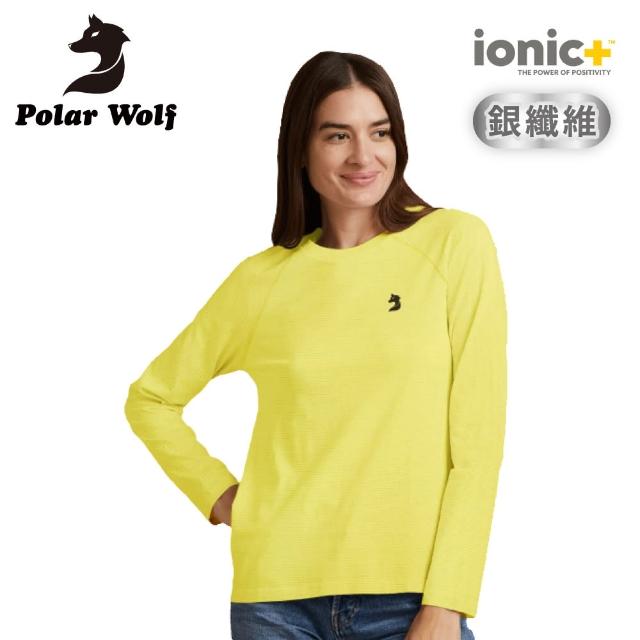 【Polar Wolf】女 銀纖維抗菌長袖上衣《木醇黃》PW17002/ Ionic+/透氣快乾/抑臭/抗UV(悠遊山水)