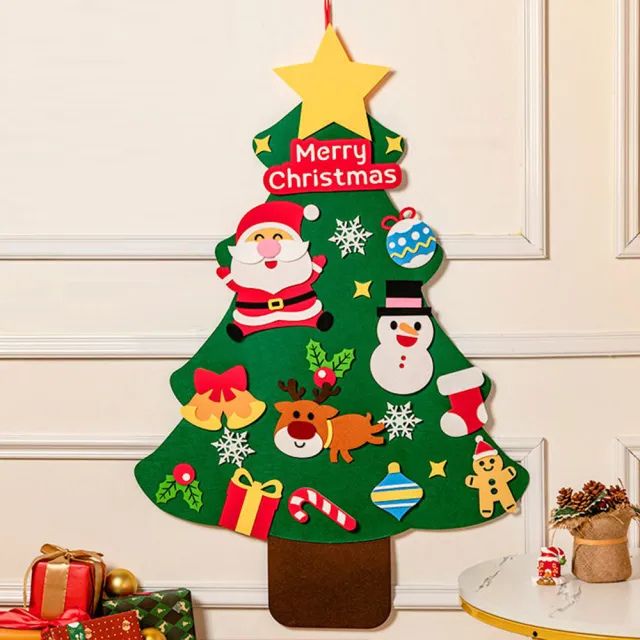【半島良品】送燈串/毛氈布掛牆裝飾聖誕樹(聖誕節慶佈置 重複黏貼)