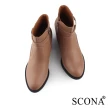 【SCONA 蘇格南】全真皮 時尚率性厚底跟靴(棕色 8816-2)