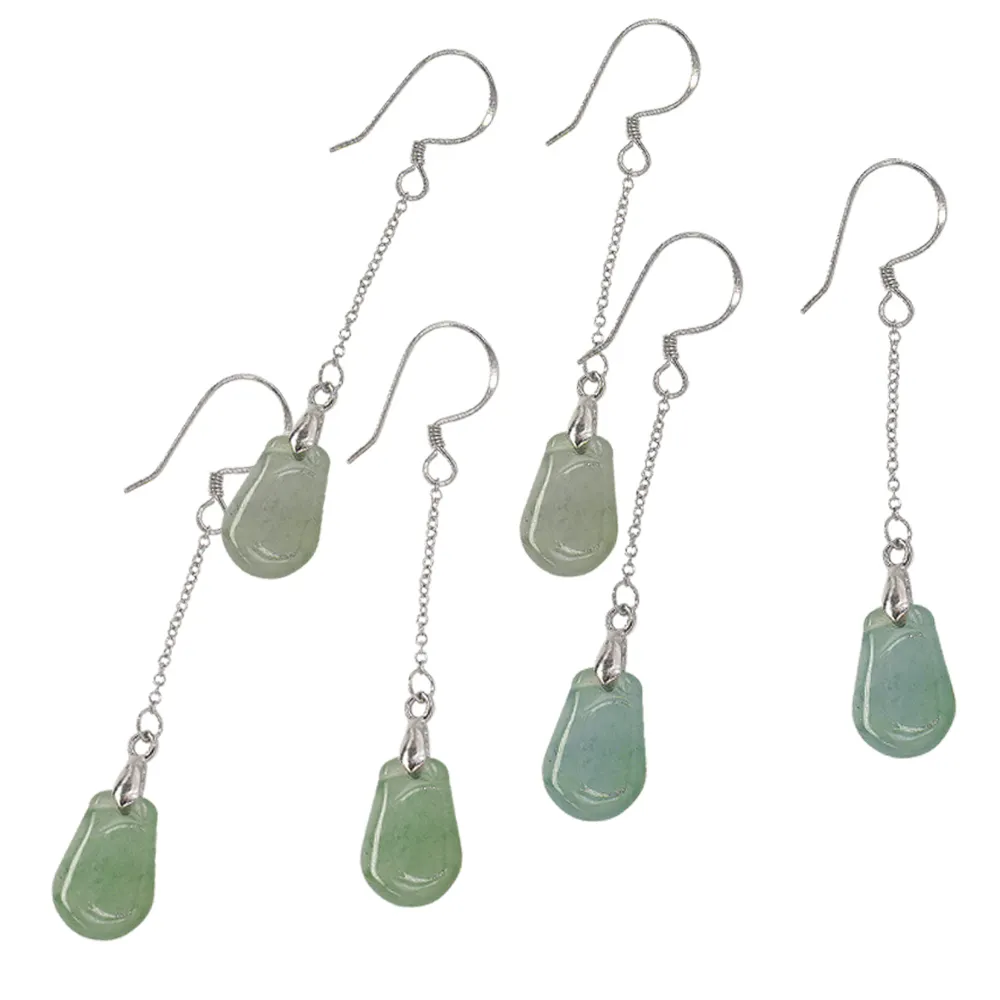 【鑫運來】◎簡約長鍊翡翠耳環(A貨翡翠顏色隨機出貨)