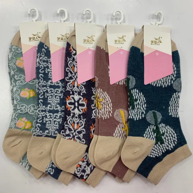 【Socks Form 襪子瘋】5雙組-宮廷風復古文藝棉質短襪(踝襪/棉襪/船型襪/女襪)
