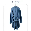 【betty’s 貝蒂思】腰帶寬鬆長版牛仔襯衫(藍色)