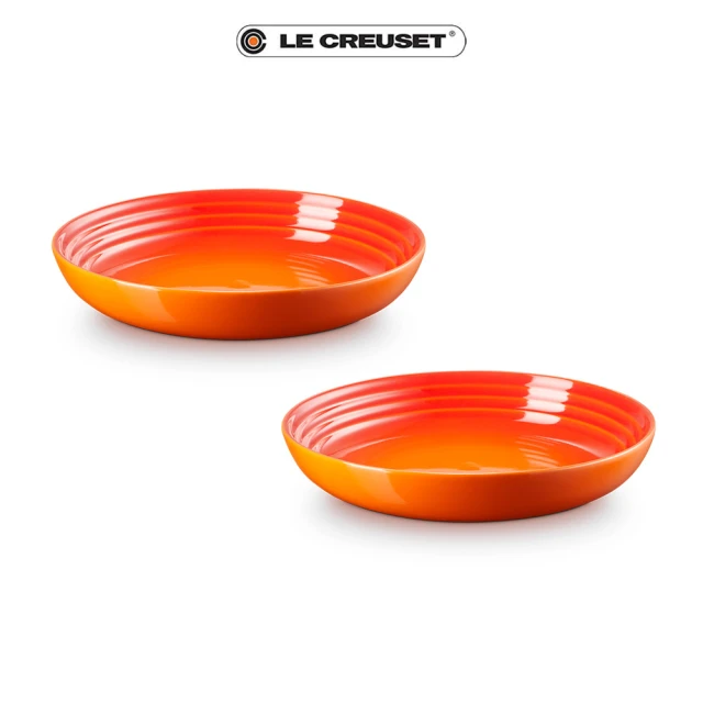 【Le Creuset】瓷器義麵盤 22cm-買1送1(火焰橘-無盒)