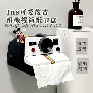 【衛浴小物】ins可愛復古相機捲筒紙巾盒(造型餐巾紙架 衛生紙架 衛生紙盒 廁所 捲筒衛生紙 壁掛架 廚房)