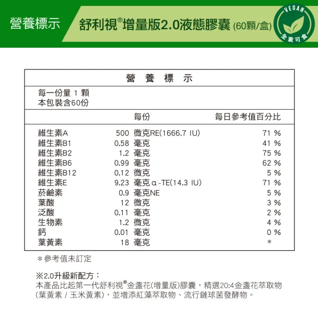 【威瑪舒培】舒利視增量版2.0液態膠囊_一入(共60顆全素_20：4 游離型葉黃素_玉米黃素)