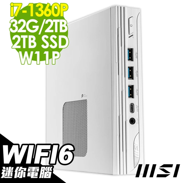 MSI 微星 i5迷你電腦(PRO DP10 13M-005TW/i7-1360P/32G/2TB HDD+2TB SSD/W11P)