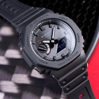 【CASIO 卡西歐】G-SHOCK 八角錶殼耐衝擊運動太陽能藍牙雙顯腕錶/黑(GA-B2100-1A1)