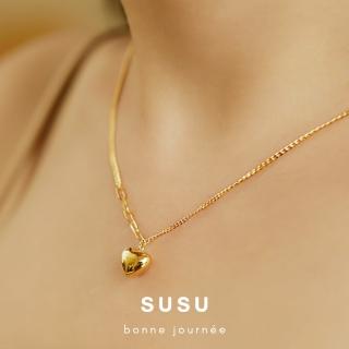 【SU SU】愛心項鍊(925純銀 防過敏 珍珠 飾品 耳環 項鍊 手鍊 穿搭 百搭 時尚)