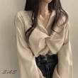 【SAS】韓版法式寬鬆顯瘦氣質長袖襯衫(2色可選 襯衫 長袖襯衫 氣質襯衫 寬鬆襯衫 純色襯衫 2035B)