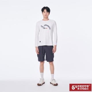【5th STREET】男裝LOGO文字薄長袖T恤-白色