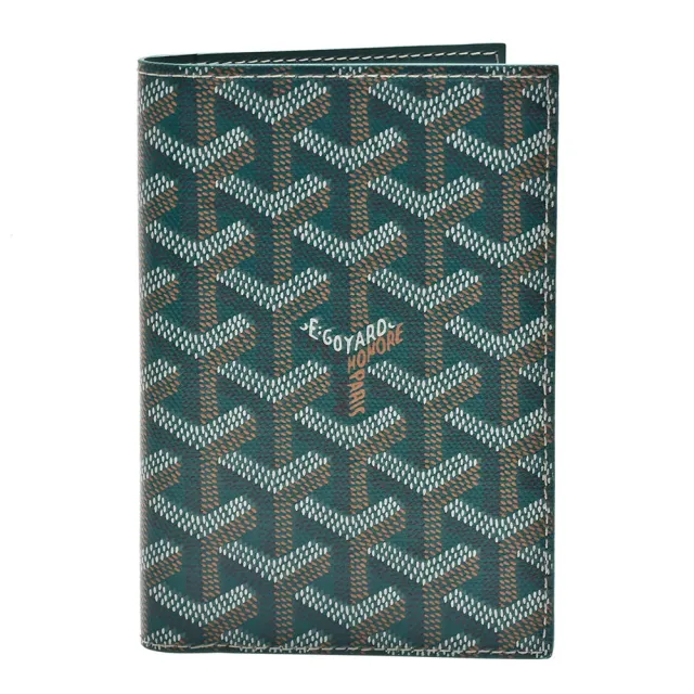 【GOYARD 高雅德】經典防水帆布LOGO小牛皮護照夾(綠色AMALOUIS-K18-GREEN)