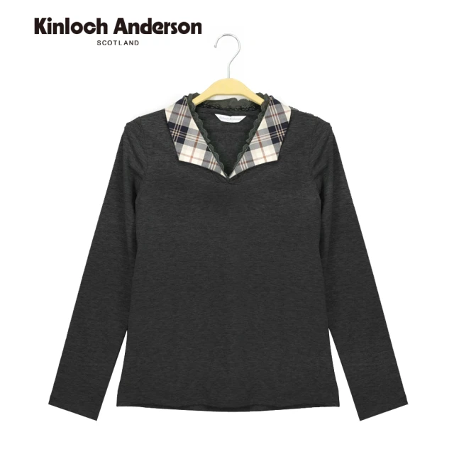 Kinloch Anderson 格紋領提花邊長袖上衣 金安