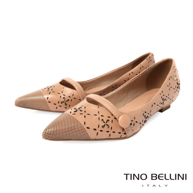 TINO BELLINI 貝里尼TINO BELLINI 貝里尼 巴西進口刻花尖頭低跟鞋FSCT013(裸膚)