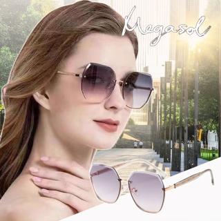 【MEGASOL】SL系列抗UV防眩太陽眼鏡夏之聲時尚風(多邊形框精美浮雕鏡架SL-906三色選)