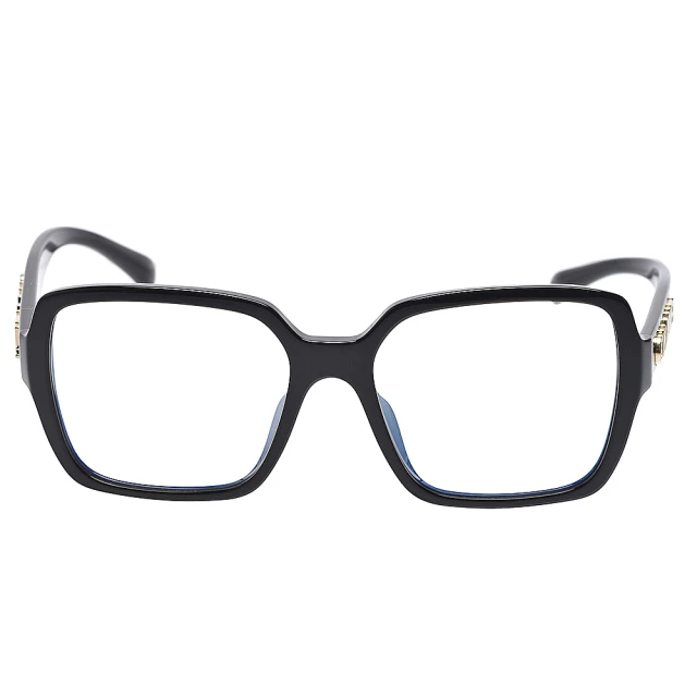 CHANEL 香奈兒CHANEL 香奈兒 經典品牌LOGO裝飾方形膠框藍光眼鏡(黑色71520-BLK)