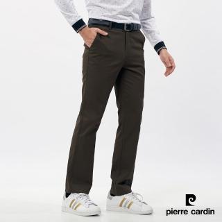 【pierre cardin 皮爾卡登】商務休閒 男款 彈性平口休閒長褲-橄綠色(5235874-48)