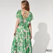 【iROO】飄逸花朵印花長版洋裝