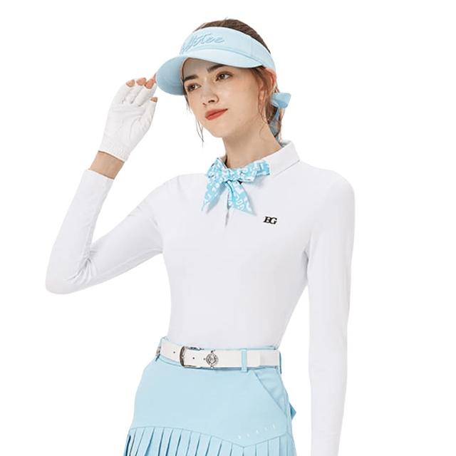 【BLKTEE GOLF】絲帶領女長袖送兩雙絲帶-白(高爾夫長袖上衣 golf球衫)