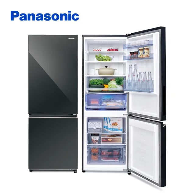 【Panasonic 國際牌】300公升一級能效玻璃門雙門變頻冰箱-鏡面鑽石黑(NR-B301VG-X1)