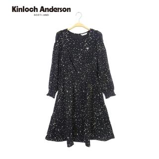 【Kinloch Anderson】氣質滿天星荷葉縮袖洋裝連身裙 金安德森女裝(KA0867009 黑)