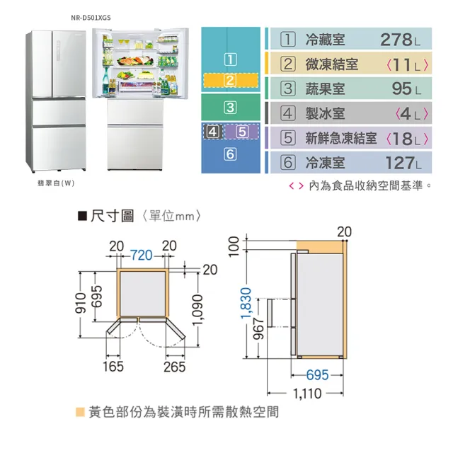 【Panasonic 國際牌】500公升新一級能源效率IOT智慧家電玻璃四門變頻冰箱-翡翠白(NR-D501XGS-W)