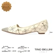 【TINO BELLINI 貝里尼】巴西進口刻花尖頭低跟鞋FSCT013(白色)