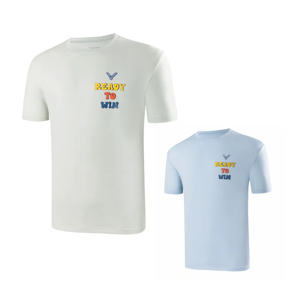 【VICTOR 勝利體育】彩色 READT TO WIN T-Shirt 中性款(T-2316 A米白/B淺藍)