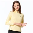 【Lynx Golf】女款合身版吸溼排汗緹花造型布料剪接開杈設計長袖立領POLO衫/高爾夫球衫(二色)