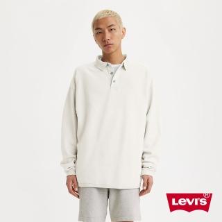 【LEVIS 官方旗艦】Gold Tab金標系列 男款 寬鬆版落肩POLO式大學T / 灰白 人氣新品 A5734-0004