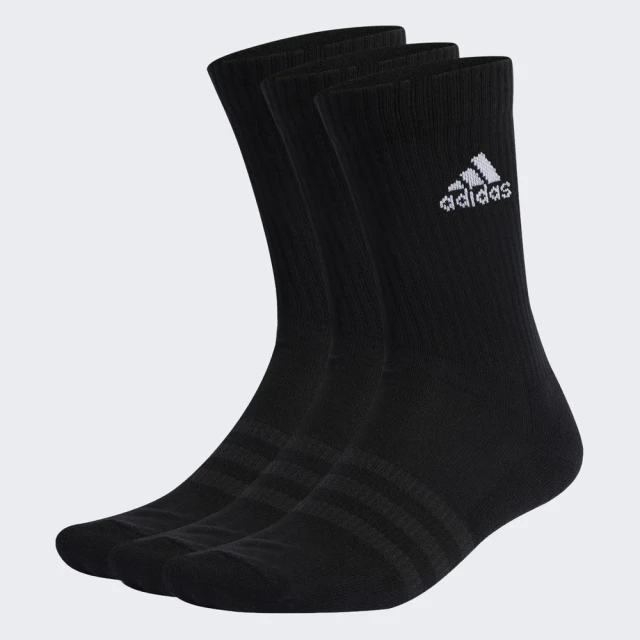【adidas 愛迪達】C Spw Crw 3p 中筒襪 運動襪 透氣 舒適 壓縮足弓支撐 愛迪達 3雙入 黑(IC1310)