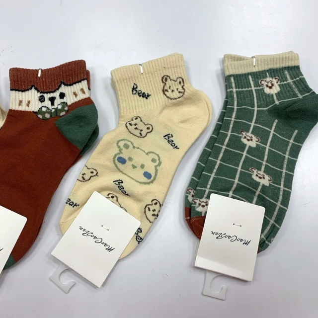 Socks Form 襪子瘋Socks Form 襪子瘋 5雙組-童話小熊100%純棉日系短襪(踝襪/棉襪/船型襪/女襪)