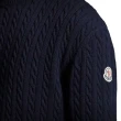 【MONCLER】秋冬新款 男款 羅紋針織羊絨混紡圓領毛衣-深藍色(M號)