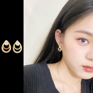 【山本美樹】迴音鏤空雙環奧地利水晶鑽耳環(MIT)