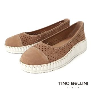【TINO BELLINI 貝里尼】波士尼亞進口菱格鏤空厚底娃娃鞋FSFO001(焦糖)