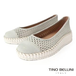 【TINO BELLINI 貝里尼】波士尼亞進口菱格鏤空厚底娃娃鞋FSFO001(星空灰)