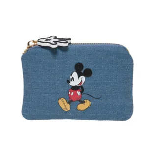 【PARTAKE】Disney 米奇-休閒米奇-票卡零錢包-丹寧藍(背面隔層可獨立放置卡片)